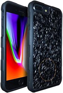 molzar Tire Series for iPhone 8 Plus/7 Plus/6 Plus Case with Real Forged Carbon Fiber, Built-in Metal Plate for Magnetic Mount, Compatible with iPhone 8P/7P/6sP/6P, Black/Forged