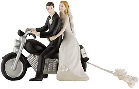 Weddingstar Glazed Porcelain Bride and Groom Motorcycle Get Away Wedding Cake Topper