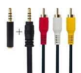 3.5 mm to RCA AV Camcorder Video Cable,3.5mm Male to 3RCA Male Stereo Audio Video AUX Cable for Smartphones,MP3, Tablets,Speakers,Home Theater QiCheng&LYS (3.5mm Straight 1m)