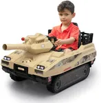 TOBBI 24V Kids Ride on Tank Toys wi
