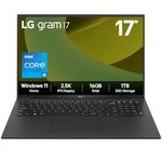 LG gram 17Z90RU - 17 Inch 2.5K IPS Ultra-Lightweight Laptop, Intel Core i5 1334U, 16GB RAM, 1TB SSD, Windows 11 Home, Black (2025)