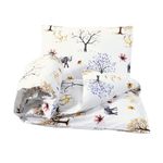 Hajran Linen 2 Pcs Baby Cot Duvet/Quilt Cover Set - 100% Pure Cotton | 1 Duvet/Quilt Cover (120 x 90 cm) & 1 Pillowcase (40 x 60 cm) | Breathable, Soft, Comfy, Anti-allergic (Trees and Animals)