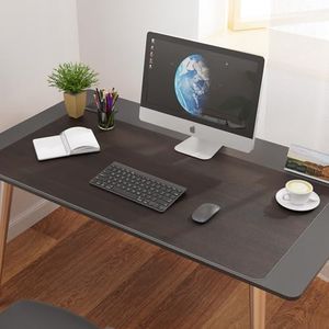 Mymeely PVC Desk Mat Vintage Table Cover Protector, Non-Slip Writing Desk Pad for Laptop & Keyboard, Waterproof Desktop Mat for Office Home Coffee Kitchen Dresser (Wood-Grain Dark Brown, 42” x 96")