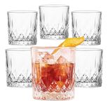 Mivana 220ml Italian Premium Juice Glasses and Transparent Water Glass Medium Size Tumbler Glasses for Drinking Water and Cocktails, Diamond Design Glass Water Glass Set of 6 (Opera A, Set of 6)