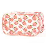 Y1tvei Pink Makeup Toiletry Bag Survival Kit Clear Cosmetic Bag PVC Fruit Pattern Plastic Transparent Cosmetic Bag Waterproof Portable Travel Organizer Zippered Clutch Purse for Women Ladies