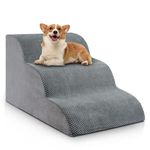 Chic Threads Dog Stairs for Small Dogs, 3-Step, Grey Corduroy, Non-Slip, Sofa and High Bed Access, Stable Indoor Pet Steps (soo1)