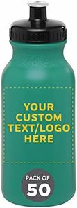 DISCOUNT PROMOS Custom 20 oz. Water Bottles with Push Cap Set of 50, Personalized Bulk Pack - Perfect for Gym, Hiking, Camping, Outdoor Sports - Teal