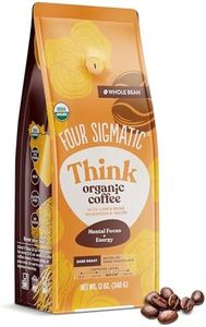 Dark Roast Organic Whole Bean Coffee by Four Sigmatic | Fair Trade Coffee Beans Coated with Lion's Mane, Chaga Mushrooms | Nootropic Mushroom Coffee for Enhanced Brain Function & Immune Support | 12oz