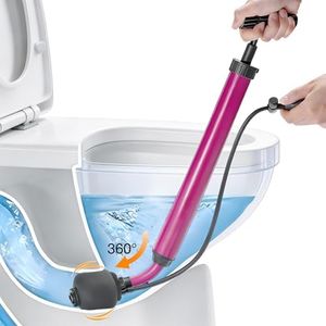 Manual Drain Unclogger with Adaptive Inflatable Plug, Fits NPS1.5~4.5" Pipes for Toilet/Sink/Bathtub, No Extra Accessories, Hand Pump Pressure & Washable, Lightweight Toilet Plunger & Drain Auger Tool