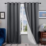 Deconovo Thermal Insulated Blackout Curtains with Silver Back Lining Window Light Blocking Panel Drapes for French Doors 52W x 84L Inch Dark Grey 2 Panels