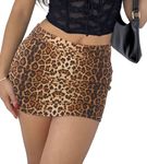 Small Yellow Leopard Mini Skirt Skort for Women Pencil Bodycon Short Skirts Cheetah Print Cargo Skirt Sexy Mid-Waisted X-Large