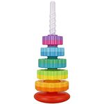 FRIUSATE Spinning Stacking Toys, Baby Sensory Spin Gears Stacking Rings Toy, Rainbow Spinning Stacking Gears Toy, BPA Free Early Education Kids Brain Development Toys Family Games for 12 Months