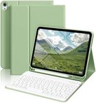 ZKTUYU for iPad 10th Generation Case with Keyboard 10.9 inch 2022, Thin & Light Wireless Detachable Folio Keyboard Cover with Pencil Holder for New iPad 10th Gen, Auto Sleep/Wake (Sage Green)