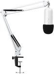 YOUSHARES Mic Stand with Pop Filter - Microphone Boom Arm Stand with Foam Cover Windscreen for Blue Yeti, Blue Yeti Pro Mic（White）