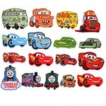 Mingjun 17 Pcs Bus/Racing car/Fire Truck/Car/Patch Iron-on or Sew-on Applique for Kids DIY Crafts Jeans Clothing Jacket Backpack Scarf