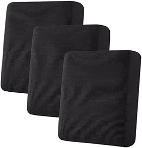 H.VERSAILTEX High Stretch Individual Seat Cushion Covers Sofa Slipcovers Couch Cushion Protector Sofa Covers Rich Jacquard Textured Twill Fabric (3 Pack for 3 Cushion, Black)