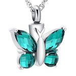 shajwo Cremation Jewelry Butterfly Urn Necklace for Ashes for Women Men Keepsake Memorial Human Pet Ashes Locket Pendant,Green