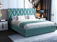 Acacia Modern Upholstered King Size Bed with Box Storage for Bedroom | Wooden Double Bed with Storage | Platform Cot Bed with Upholstery Premium Fabric | 6.5 x 6 Ft | Sheesham Solid Wood (Greendust)