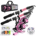Fishing Rod and Reel Combo,2 Pcs 2.1M Telescoping Fishing Rod with Carrier Bag,Spinning Reels,2 Lines,Lures Baits,Suitable for Beginners Fishing Gifts for Men Women Saltwater Freshwater