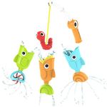 Yookidoo Bath Fishing Toy - 4 Piece Baby Bath Fishing Pole Toy Set - Catch 3 Magnetic Fish with 3 Different Actions - for Swimming Pool or Bathtub (Age 2+) (Close Box)