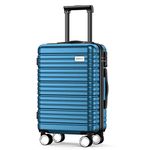 BEOW Luggage Expandable Suitcase PC+ABS with TSA Lock Spinner Carry on 20in,Navy Blue