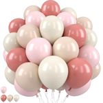 Pink Beige Double Balloons, Nude White Double Stuffed Balloons, Retro Dusty Pink Ivory Ballons for Girls Woman Birthday Boho Wedding Baby Shower Party Bridal Shower Anniversary Decorations Supplies