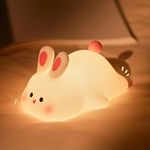 Bunny Baby Night Light, Nursery Night Light Kids, Cute Lamp Gifts for Children, Newborn, Toddlers, Teen Girls, USB Rechargeable Portable Night Lamp, Animal Silicone Kawaii Night Light Bedroom Decor