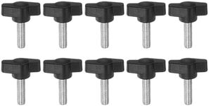 sourcing map 10pcs Tee Wing Knobs Thumb Screws M6 x 20mm Standard Male Thread Plastic T/Z Knobs Adjustable Handles Hand Clamping Knobs Grip Thumbscrew, Black