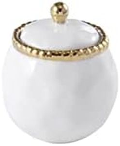 Pampa Bay Golden Salerno Porcelain Covered Sugar Bowl with Beaded Trim, White/Gold