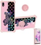 jioeuinly ATT Alcatel Axel Case Compatible with Cricket Alcatel Lumos Phone Case Cover [with Tempered Glass Screen Protector][Hard PC + Soft Silicone][Colorful Reflect Light] IMDF-JXX