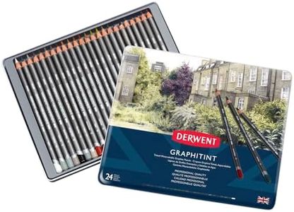 Derwent Graphitint Pencils Tin, Set of 24, Great for Holiday Gifts, Unique Blend of Graphite and Color, Watersoluble, Ideal for Mixed Media, Professional Quality (0700803)