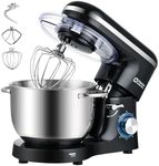 Kitchen in the box Stand Mixer, 6.5QT Kitchen Mixer, 6-Speed 660W Dough Mixer with Egg Whisk,Dough Hook,Beater for Home Baking (Black, 6.5QT)