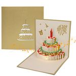 Happy Birthday Card with Music and Light, 3D Pop Up Birthday Greeting Cards Funny Birthday Card Birthday Gift for Men Women Mum Dad Sister Daughter Son Friend (Golden)