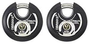 BRINKS - 70mm Commercial Stainless Steel Keyed Discus Padlock, 2-Pack - Stainless Steel Body with Stainless Steel Shackle, Black
