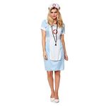 StyleWear Ladies Nursing Halloween Costume Fancy Blue Dress Womens Bookweek Parties Costume with Apron And Hat