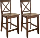 Crosley Furniture X-Back Bar Stool (Set of 2), 24-inch, Vintage Mahogany