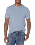 Tommy Hilfiger Men's Essential Short Sleeve Cotton Crewneck Pocket T-Shirt, Malaga Blue HEA, Large