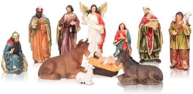 Ovewios Christmas Nativity Set Figurines, Resin Nativity Scene Indoor Christmas Holy Family Figurine Decorations for Tabletop Holidays Home Decor, 11PCS
