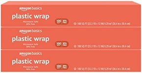 Amazon Basics Plastic Wrap, 300 Sq Ft, Pack of 3, 100 Sq Ft Rolls