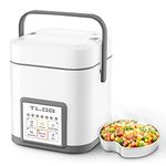 TLOG Mini Rice Cooker 2.5 Cups Uncooked, Healthy Ceramic Coating Portable Rice Cooker, 1.2L Travel Rice Cooker Small for 1-3 People, Personal Rice maker, Food Steamer, Multi-cooker for Grains, Oats