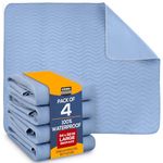 Utopia Bedding (Pack of 4) Waterproof Incontinence Pads Quilted Washable & Absorbent Bed Pad for Adults and Kids 34 x 52 inches (Blue)