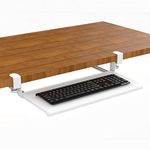 Stand Up Desk Store Compact Clamp-On Retractable Adjustable Keyboard Tray/Under Desk Keyboard Tray | Increase Comfort and Usable Desk Space | for Desks Up to 1.5" (24.5" x 11.5") (White) (Small)