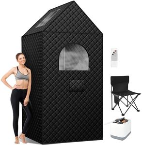 I-THERA-U Portable Steam Sauna Box for Home Spa Full Body Therapy, Large Personal Sauna Tent Space with 3L Steamer, Remote Control, 9 Temperature Levels, Black,6.25’ x 2.5’ x 2.5’