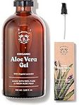 Bionoble Organic Aloe Vera Gel 100ml - Made with 100% Pure Fresh Aloe Pulp and Organic Lavender - Xanthan Free - Face, Eye Contour, Body, Hair - Glass Bottle + Pump