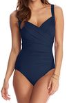 Ecute Womens Tummy Control Swimming Costume Swimsuit One Piece, Blue, 10