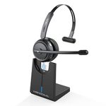 MONODEAL BT Headset Wireless Headset with Microphone AI Noise Cancelling, Mute Button, 65H Playtime, Wireless Headphones with Charging Base, BT Headphones with Mic for Office Home Call Center