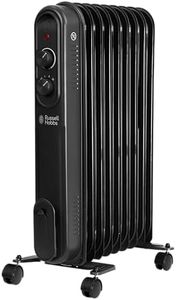 Russell Hobbs 9 Fin Oil Column Heater, RHOFR9004B-AU, 2000W Heat Output, 3 Heat Settings, Adjustable Thermostat, Overheat and Tip Over Protection, Portable Design with Castors, Matte Finish