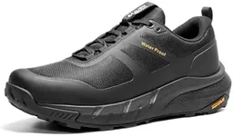 NORTIV 8 Men's Waterproof Hiking Shoes Lightweight Trekking Walking Sneakers with Arch Support for Camping Tennis Outdoor Training StreamRunner,Size 8,Black,NMUMHI2505