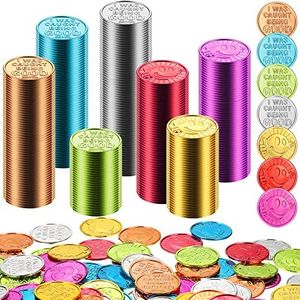 Jerify 500 Pcs Behavior Tokens for Kids Plastic Coins I was Caught Being Good Incentive Fake Kindness Coins Colored Behavior Coin Pretend Coin for Kids Reward Party Play Counting (Smile Face)