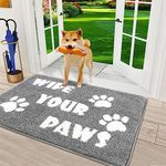 Vaukki Entryway Rug, Non Slip Absorbent Mud Trapper Mats, Low-Profile Inside Floor Mats, Welcome Mat for Front Door, Dog Washable Puppy Rugs Door Mat for Entryway (Grey, 20"x32")